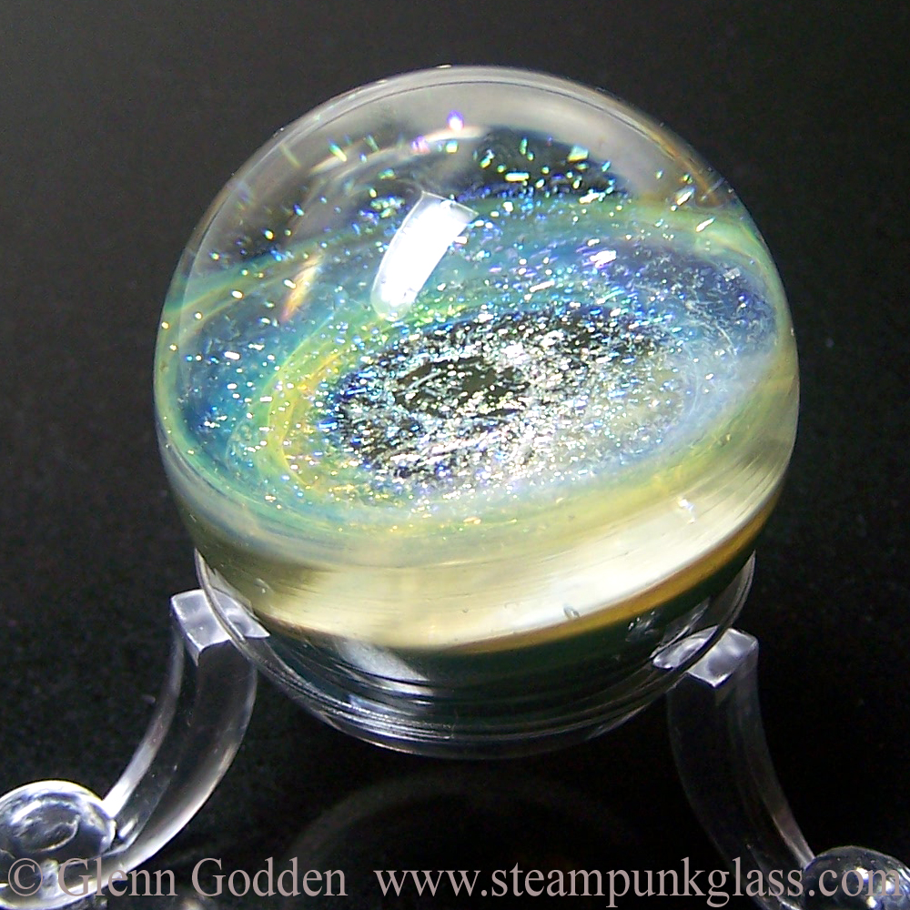 Spiral galaxy marble, handmade lampwork art