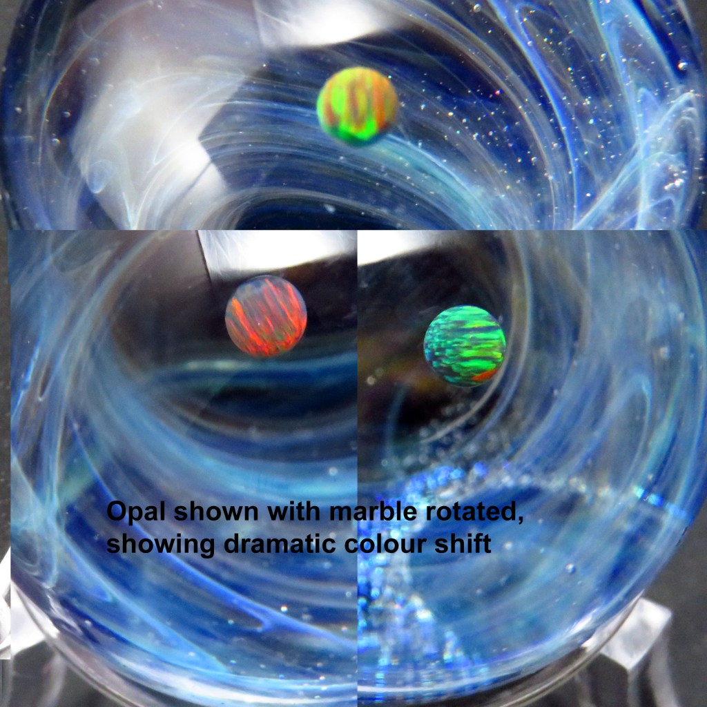 Gilson opal planets encased in  glass to make planets