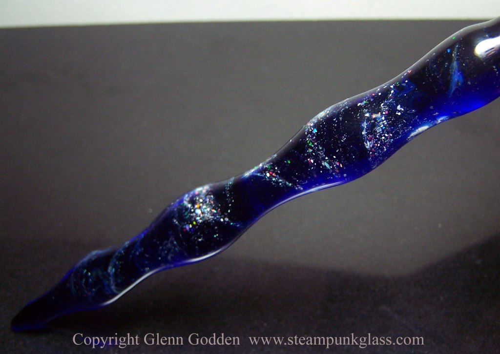 Nebula space pen handmade in the flame by Glenn Godden at Steampunk Glass, a space inspire collectable pen