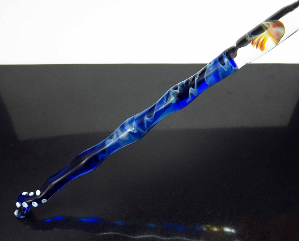 Glass calligraphy pen with jellyfish and a tentacle tail
