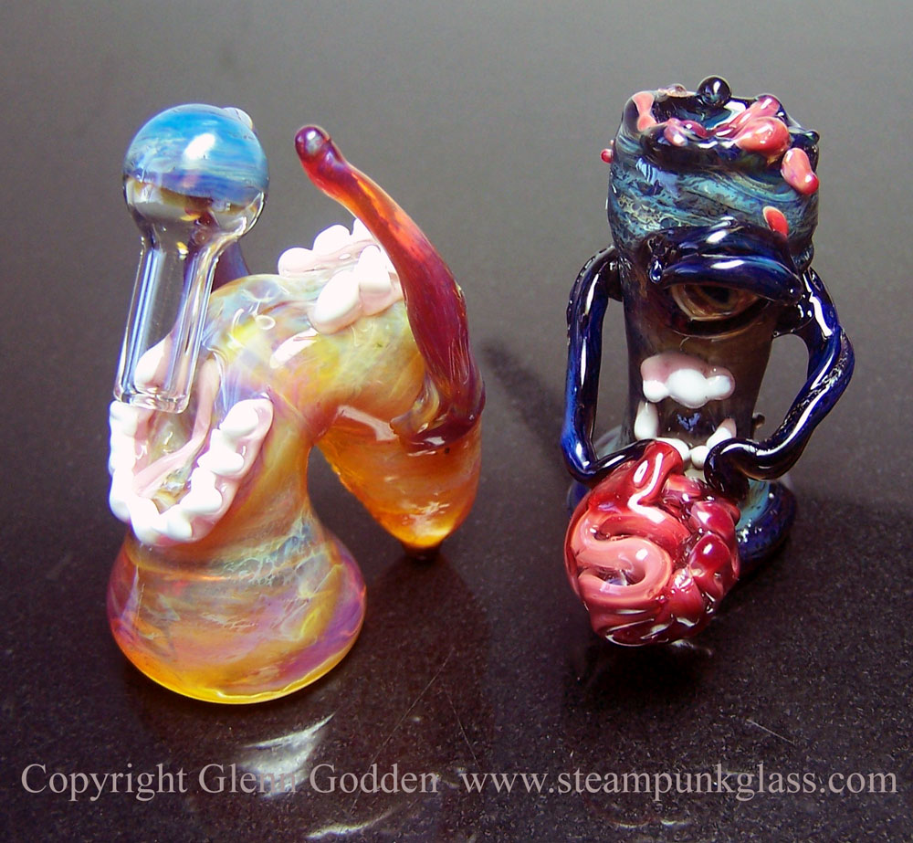 Zombie GMO creature made in glass and drinking buddy with a laboratory beaker